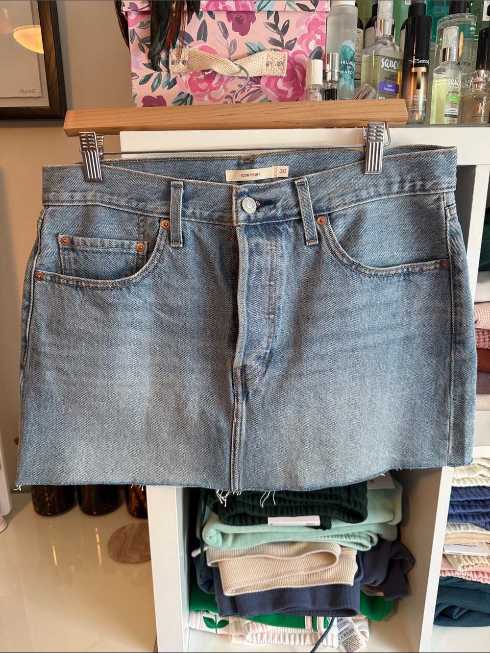Levi's Light Blue Denim Icon Mini Skirt Size 30 NWOT